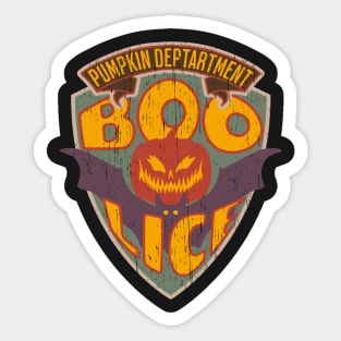 Boolice Halloween police funny badge pumpkin department distressed Sticker